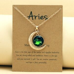 Aries Zodiac Gemstone Necklace